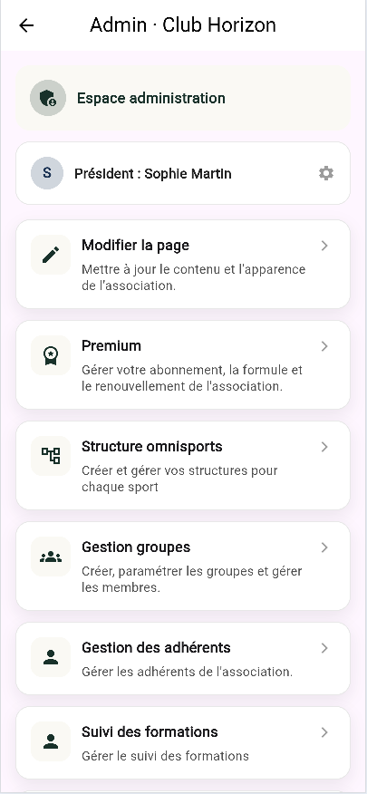 Espace d’administration Hobby Events